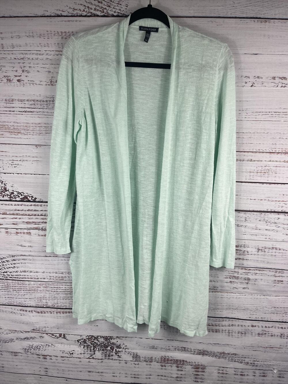 Eileen Fisher Cardigan Womens Small Linen Open Front Lightweight Sweater Layerin
